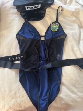Police Navy Blue and Black One-Piece Costume Bodysuit